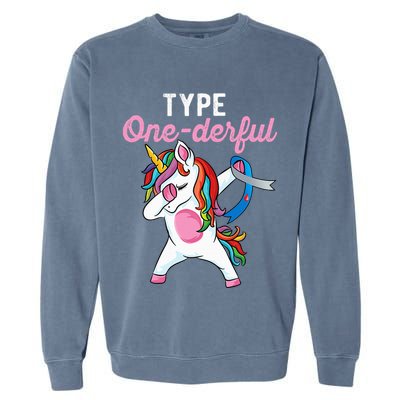 Type Onederful Dabbing unicorn Type 1 Diabetes Awareness Garment-Dyed Sweatshirt