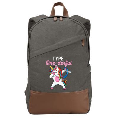 Type Onederful Dabbing unicorn Type 1 Diabetes Awareness Cotton Canvas Backpack