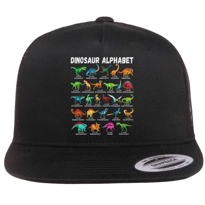 Types Of Dinosaurs Alphabet A Z Abc Dino Identification Flat Bill Trucker Hat
