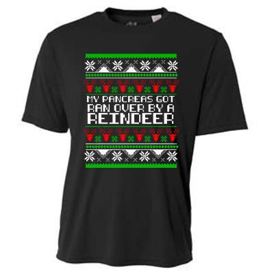 Type One Diabetes T1D My Pancreas Got Ran Over By A Reindeer Cooling Performance Crew T-Shirt