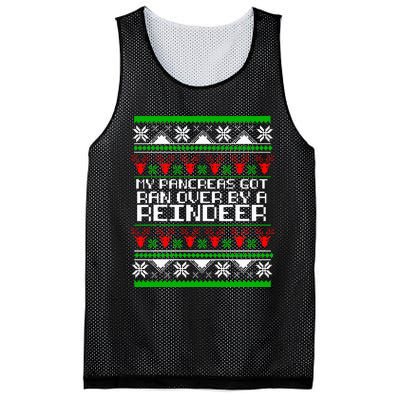 Type One Diabetes T1D My Pancreas Got Ran Over By A Reindeer Mesh Reversible Basketball Jersey Tank