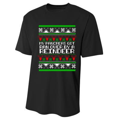 Type One Diabetes T1D My Pancreas Got Ran Over By A Reindeer Performance Sprint T-Shirt