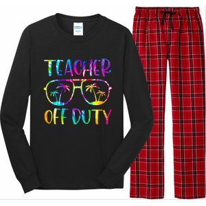 Teacher Off Duty Summer Last Day Of School Tie Dye Glasses Long Sleeve Pajama Set