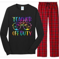 Teacher Off Duty Summer Last Day Of School Tie Dye Glasses Long Sleeve Pajama Set