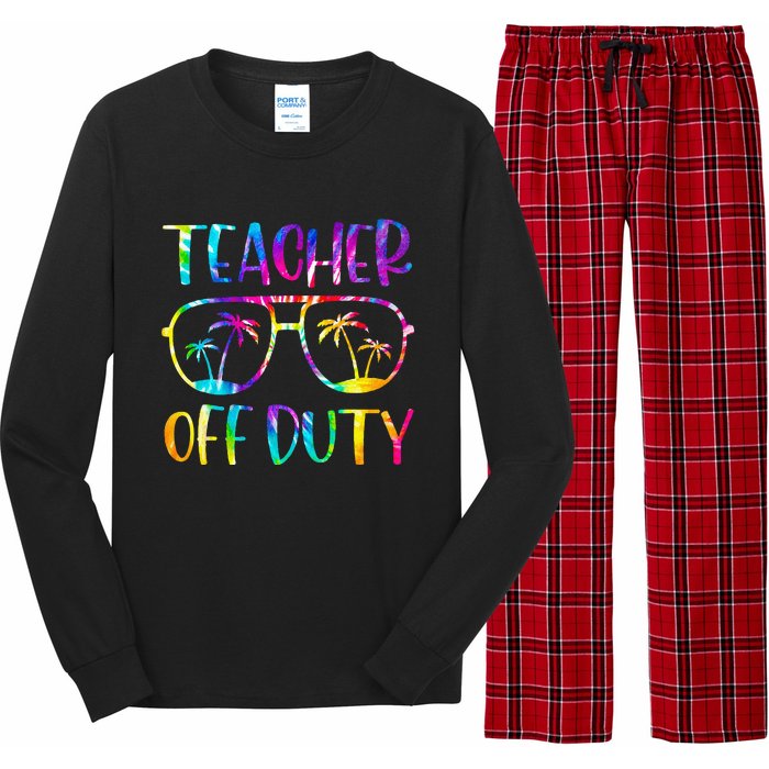 Teacher Off Duty Summer Last Day Of School Tie Dye Glasses Long Sleeve Pajama Set