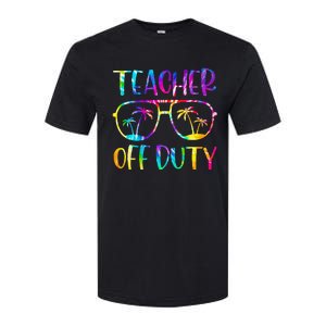 Teacher Off Duty Summer Last Day Of School Tie Dye Glasses Softstyle CVC T-Shirt