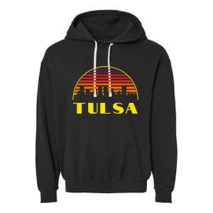 Tulsa Oklahoma Downtown Skyline Garment-Dyed Fleece Hoodie