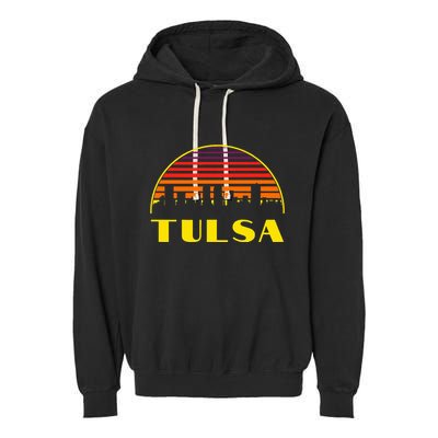 Tulsa Oklahoma Downtown Skyline Garment-Dyed Fleece Hoodie