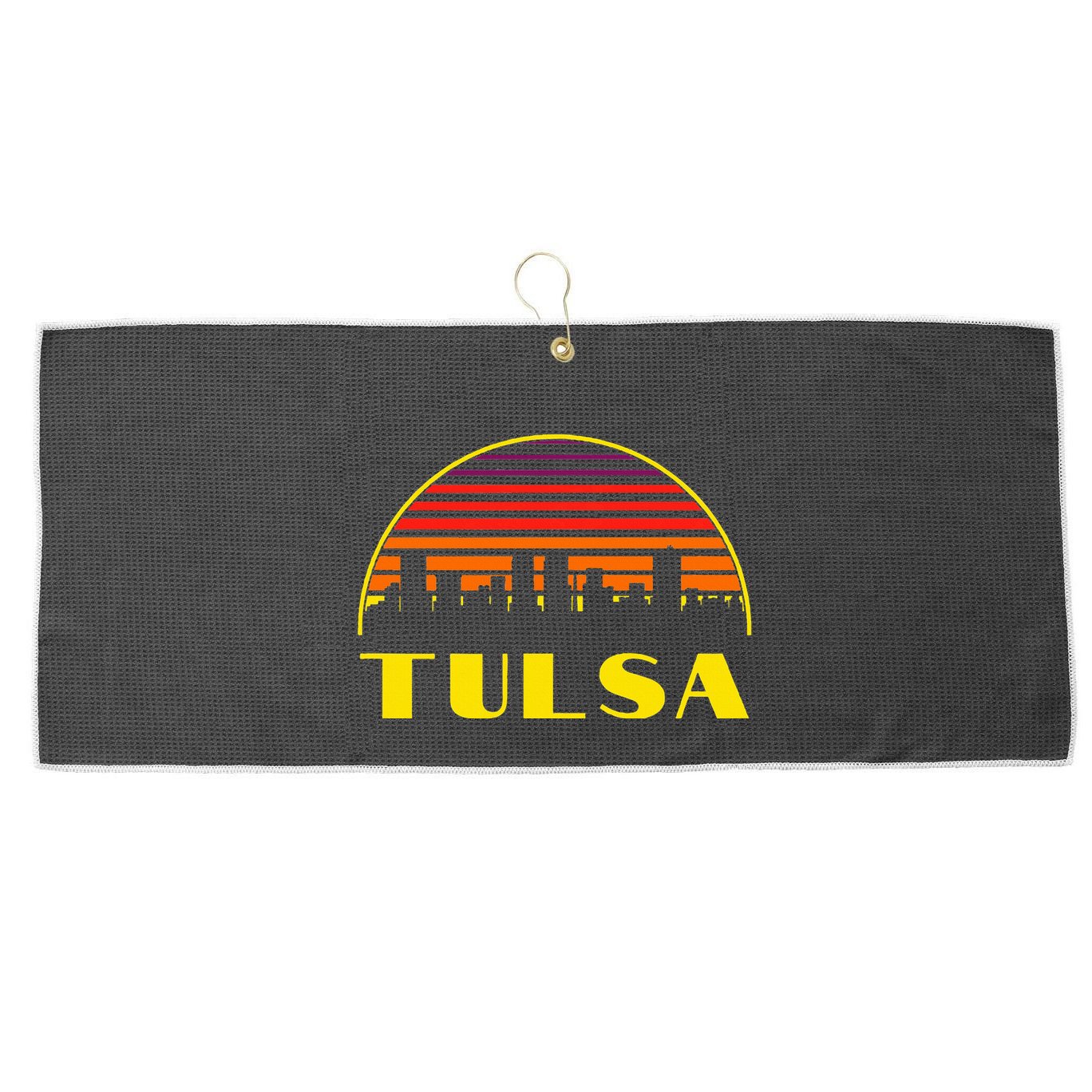 Tulsa Oklahoma Downtown Skyline Large Microfiber Waffle Golf Towel