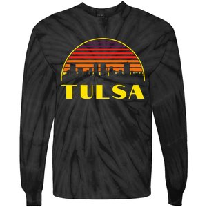 Tulsa Oklahoma Downtown Skyline Tie-Dye Long Sleeve Shirt