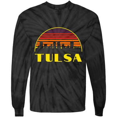 Tulsa Oklahoma Downtown Skyline Tie-Dye Long Sleeve Shirt