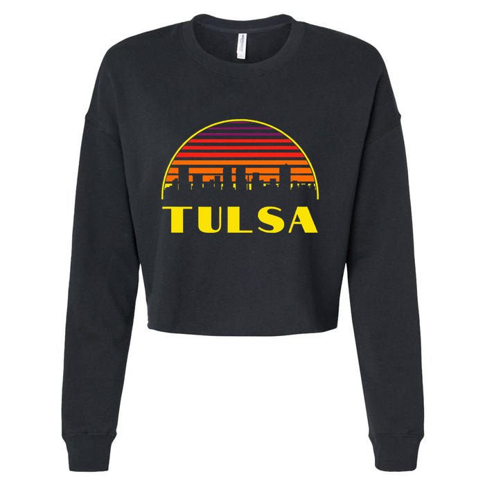 Tulsa Oklahoma Downtown Skyline Cropped Pullover Crew