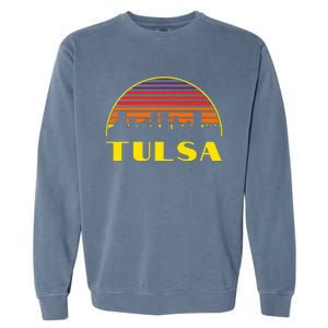 Tulsa Oklahoma Downtown Skyline Garment-Dyed Sweatshirt