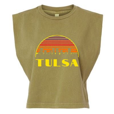 Tulsa Oklahoma Downtown Skyline Garment-Dyed Women's Muscle Tee