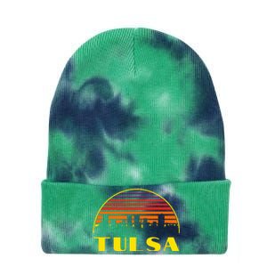 Tulsa Oklahoma Downtown Skyline Tie Dye 12in Knit Beanie