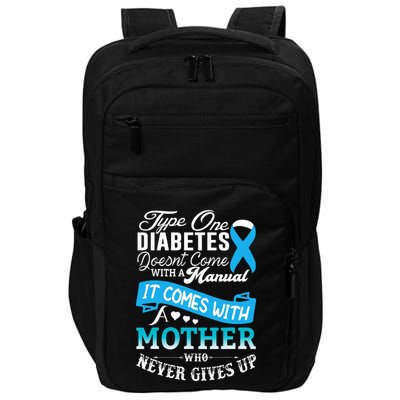 Type One Diabetes For Mother Blue Ribbon Diabetic T1D Mom Impact Tech Backpack