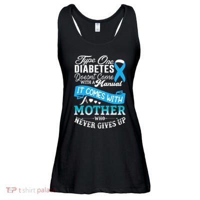 Type One Diabetes For Mother Blue Ribbon Diabetic T1D Mom Ladies Essential Flowy Tank