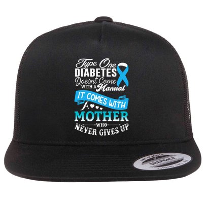 Type One Diabetes For Mother Blue Ribbon Diabetic T1D Mom Flatbill Hat