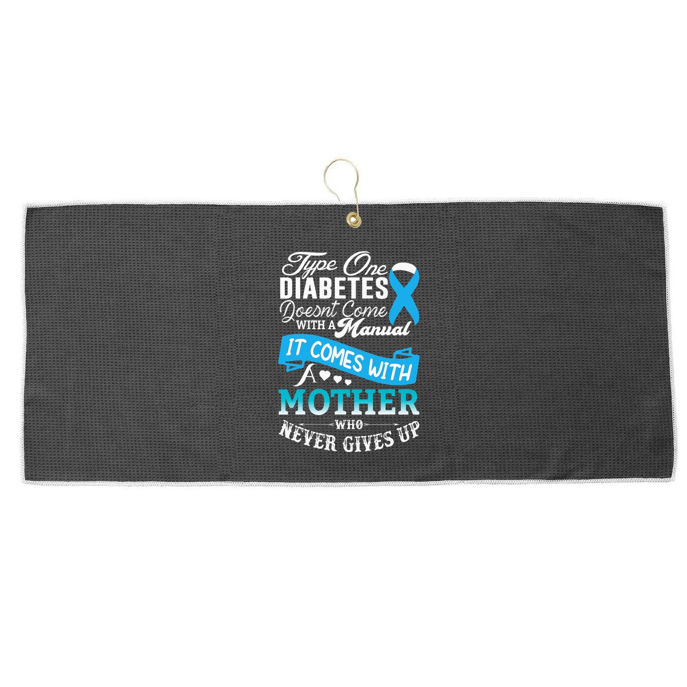 Type One Diabetes For Mother Blue Ribbon Diabetic T1D Mom Large Microfiber Waffle Golf Towel