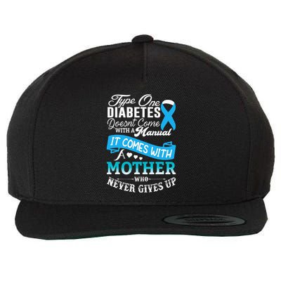 Type One Diabetes For Mother Blue Ribbon Diabetic T1D Mom Wool Snapback Cap