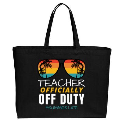 Teacher Off Duty, Last Day Of School, Funny Teacher Summer Cotton Canvas Jumbo Tote