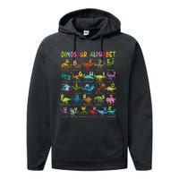 Types Of Dinosaurs Alphabet Az Abc Dino Identification Performance Fleece Hoodie