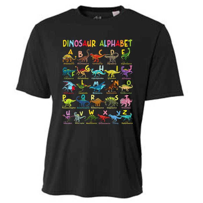 Types Of Dinosaurs Alphabet Az Abc Dino Identification Cooling Performance Crew T-Shirt