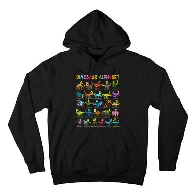 Types Of Dinosaurs Alphabet Az Abc Dino Identification Hoodie