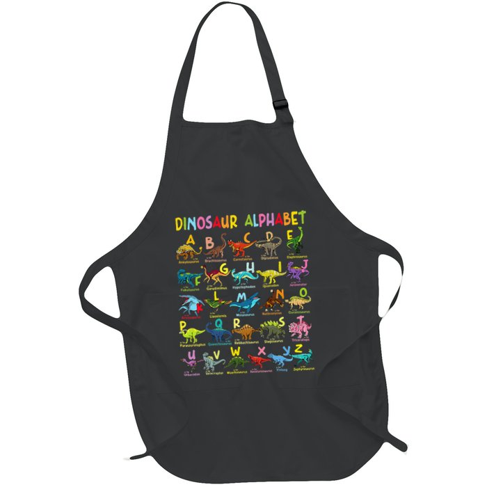 Types Of Dinosaurs Alphabet Az Abc Dino Identification Full-Length Apron With Pockets