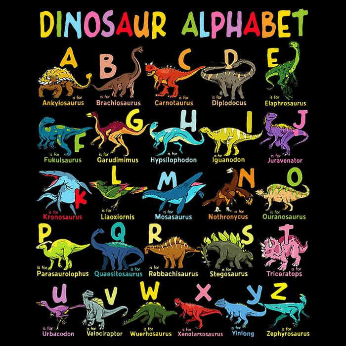 Types Of Dinosaurs Alphabet Az Abc Dino Identification Full-Length Apron With Pockets