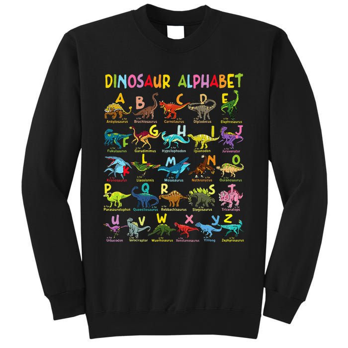 Types Of Dinosaurs Alphabet Az Abc Dino Identification Sweatshirt