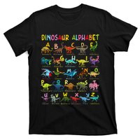 Types Of Dinosaurs Alphabet Az Abc Dino Identification T-Shirt