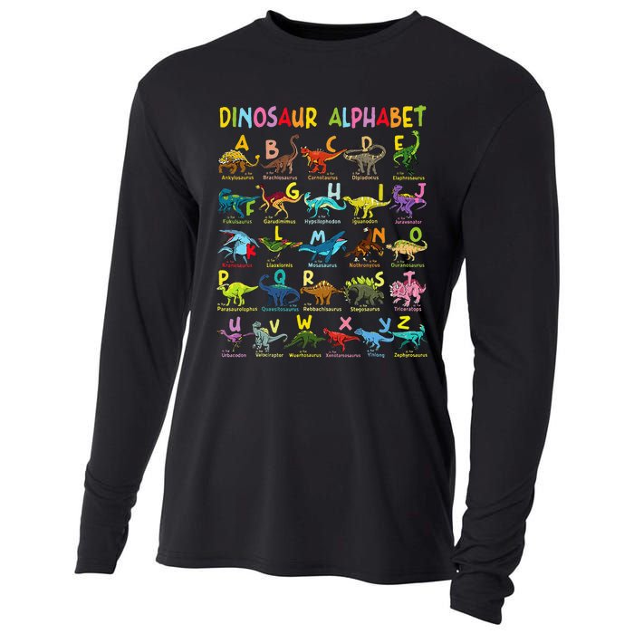 Types Of Dinosaurs Alphabet Az Abc Dino Identification Cooling Performance Long Sleeve Crew