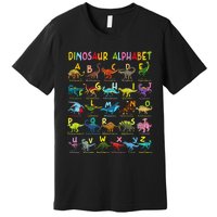 Types Of Dinosaurs Alphabet Az Abc Dino Identification Premium T-Shirt