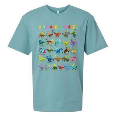 Types Of Dinosaurs Alphabet Az Abc Dino Identification Sueded Cloud Jersey T-Shirt