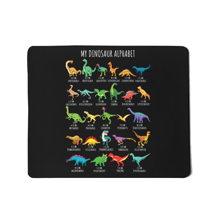 Types Of Dinosaurs Alphabet AZ ABC Dino Identification Short Sleeve Mousepad