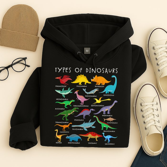 Types Of Dinosaurs Alphabet A-Z ABC Dino Identification Hoodie