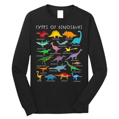 Types Of Dinosaurs Alphabet A-Z ABC Dino Identification Long Sleeve Shirt