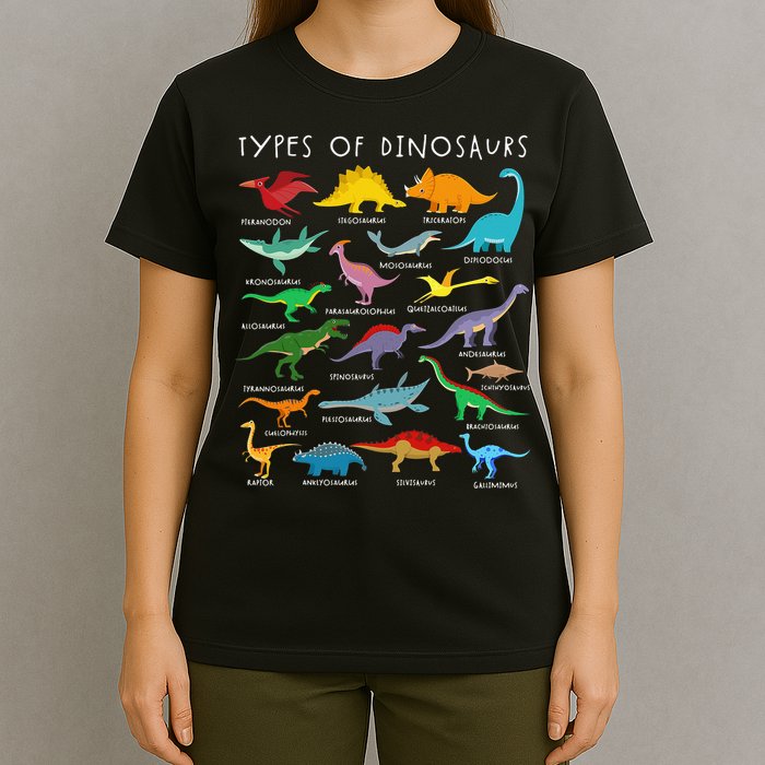 Types Of Dinosaurs Alphabet A-Z ABC Dino Identification T-Shirt