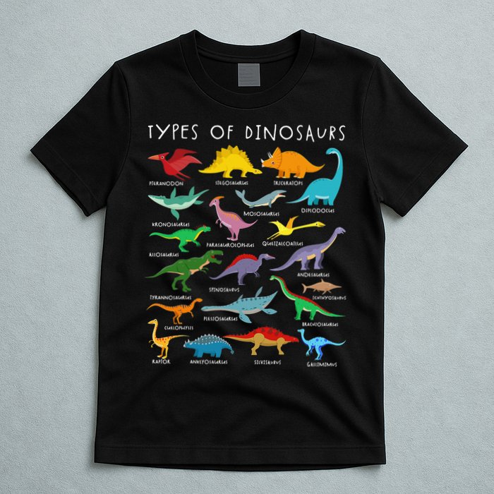 Types Of Dinosaurs Alphabet A-Z ABC Dino Identification T-Shirt