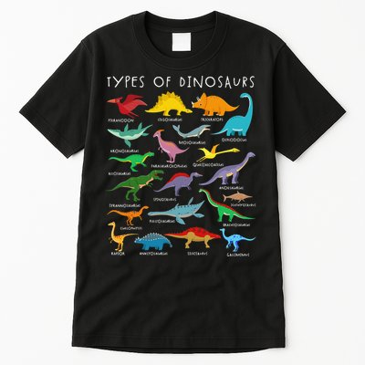Types Of Dinosaurs Alphabet A-Z ABC Dino Identification Tall T-Shirt