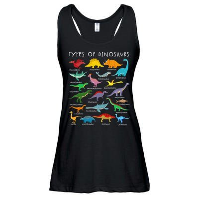 Types Of Dinosaurs Alphabet A-Z ABC Dino Identification Ladies Essential Flowy Tank