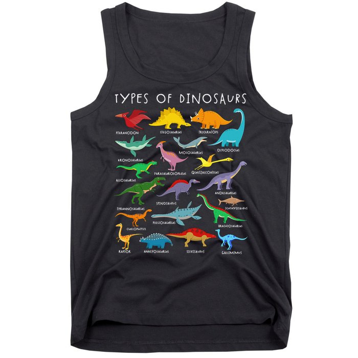 Types Of Dinosaurs Alphabet A-Z ABC Dino Identification Tank Top