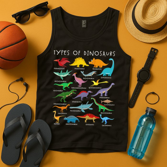 Types Of Dinosaurs Alphabet A-Z ABC Dino Identification Tank Top
