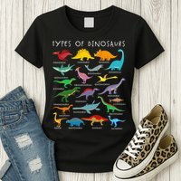 Types Of Dinosaurs Alphabet A-Z ABC Dino Identification Womens T-Shirt