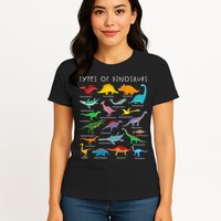 Types Of Dinosaurs Alphabet A-Z ABC Dino Identification Womens T-Shirt