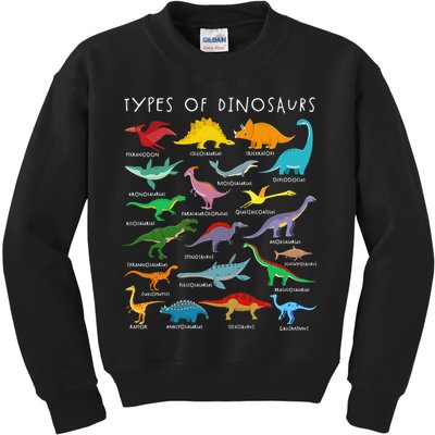 Types Of Dinosaurs Alphabet A-Z ABC Dino Identification Kids Sweatshirt