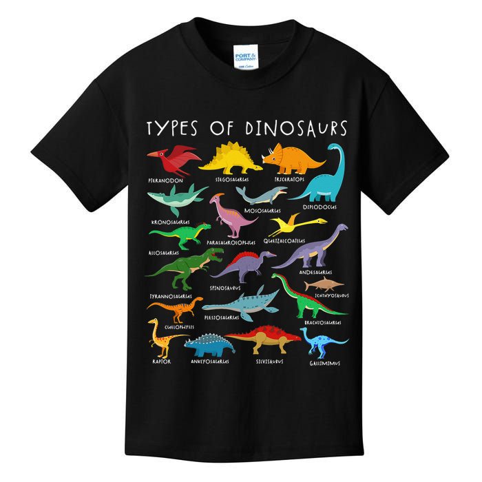 Types Of Dinosaurs Alphabet A-Z ABC Dino Identification Kids T-Shirt