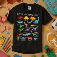 Types Of Dinosaurs Alphabet A-Z ABC Dino Identification Kids T-Shirt