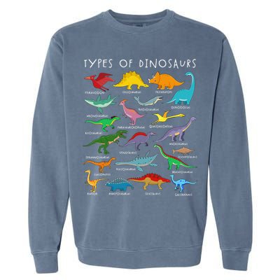 Types Of Dinosaurs Alphabet A-Z ABC Dino Identification Garment-Dyed Sweatshirt